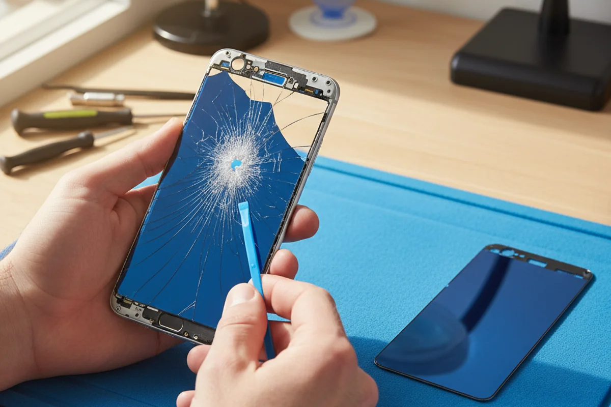 Remplacement vitre arrière téléphone a Lancy Geneve
